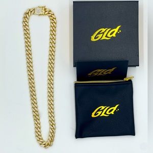 NIB GLD 10mm 22" Diamond Cuban Link Yellow Gold Necklace - 18k Gold plated